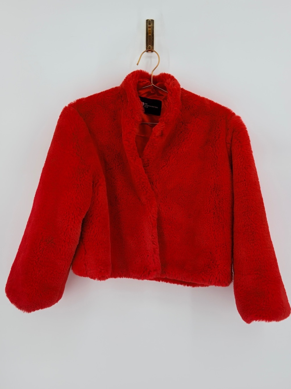 The Lovers & Drifters Club Red Faux Fur Cropped Jacket Coat